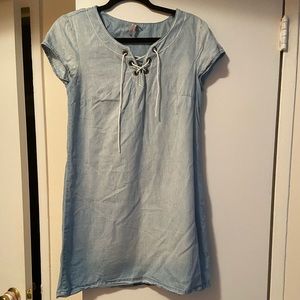Denim Lace up front dress